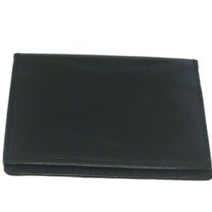 Credit Card Holder Genuine Leather Bifold Black Three Inch Unisex New Unbranded